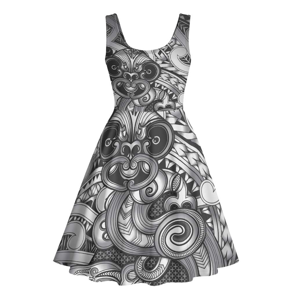Aotearoa Maori Hei Tiki Midi Dress Kiwikiwi Kowhaiwhai Puhoro Motif