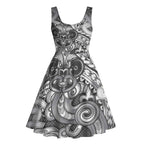 Aotearoa Maori Hei Tiki Midi Dress Kiwikiwi Kowhaiwhai Puhoro Motif