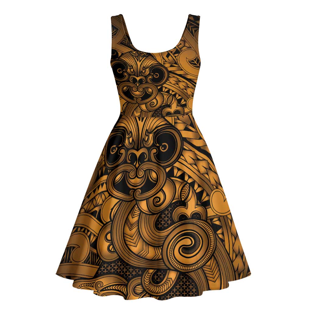 Aotearoa Maori Hei Tiki Midi Dress Koura Kowhaiwhai Puhoro Motif