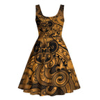 Aotearoa Maori Hei Tiki Midi Dress Koura Kowhaiwhai Puhoro Motif