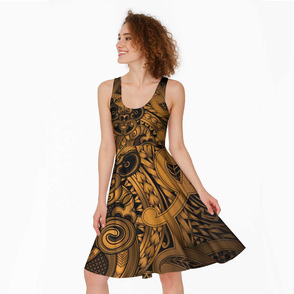 Aotearoa Maori Hei Tiki Midi Dress Koura Kowhaiwhai Puhoro Motif