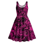 Aotearoa Maori Hei Tiki Midi Dress Mawhero Kowhaiwhai Puhoro Motif
