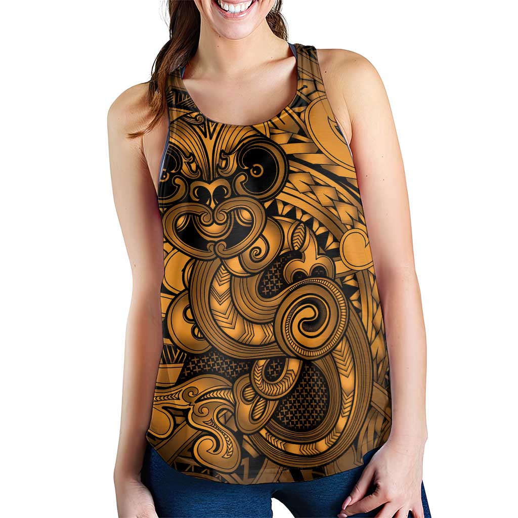 Aotearoa Maori Hei Tiki Women Racerback Tank Koura Kowhaiwhai Puhoro Motif