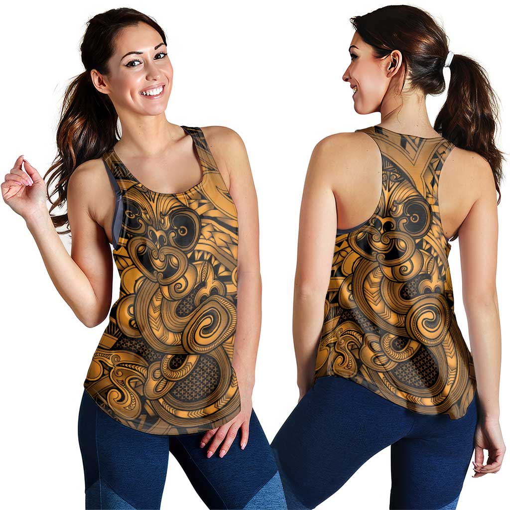Aotearoa Maori Hei Tiki Women Racerback Tank Koura Kowhaiwhai Puhoro Motif