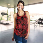 Aotearoa Maori Hei Tiki Women Racerback Tank Whero Kowhaiwhai Puhoro Motif