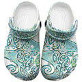 Aotearoa Maori Koru Curves Clogs Shoes Mossy Paua Shell