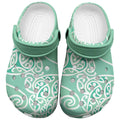Aotearoa Maori Koru Curves Clogs Shoes Silver Ferns - Mint