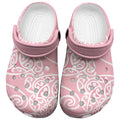 Aotearoa Maori Koru Curves Clogs Shoes Silver Ferns - Rose Pink
