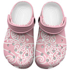 Aotearoa Maori Koru Curves Clogs Shoes Silver Ferns - Rose Pink