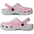 Aotearoa Maori Koru Curves Clogs Shoes Silver Ferns - Rose Pink