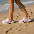 Aotearoa Maori Koru Curves Clogs Shoes Silver Ferns - Rose Pink