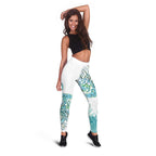 Aotearoa Maori Koru Curves Leggings Mossy Paua Shell