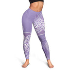 Aotearoa Maori Koru Curves Leggings Silver Ferns - Amethyst