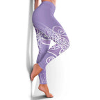 Aotearoa Maori Koru Curves Leggings Silver Ferns - Amethyst