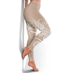 Aotearoa Maori Koru Curves Leggings Silver Ferns - Mocha