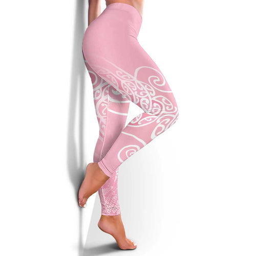 Aotearoa Maori Koru Curves Leggings Silver Ferns - Rose Pink