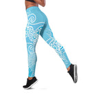 Aotearoa Maori Koru Curves Leggings Silver Ferns - Turquoise