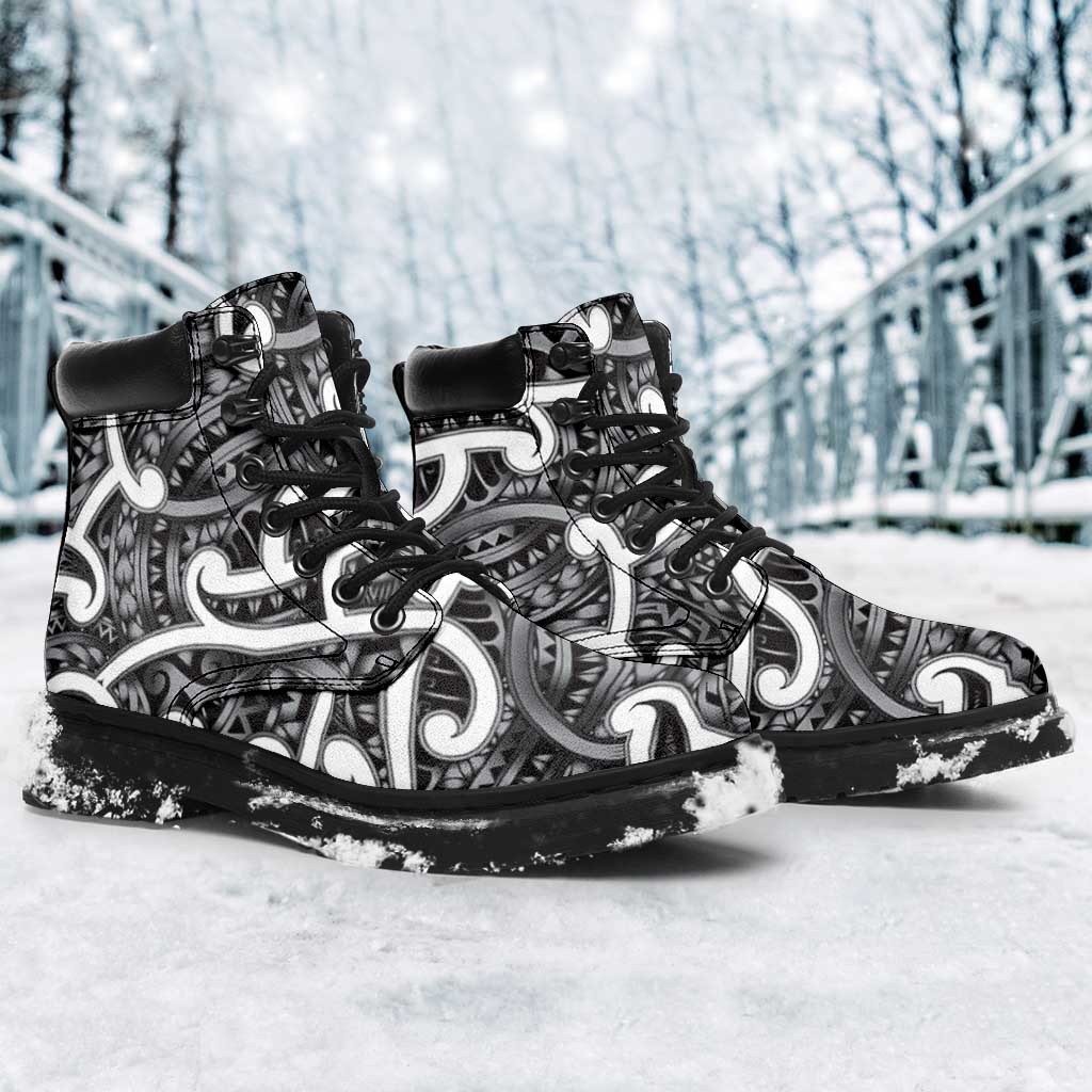 Aotearoa Maori Kowhaiwhai All Season Boots Kiwikiwi Puhoro and Patiki