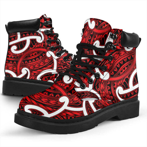 Aotearoa Maori Kowhaiwhai All Season Boots Whero Puhoro and Patiki