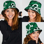 Aotearoa Maori Kowhaiwhai Bucket Hat Kakariki Puhoro and Patiki