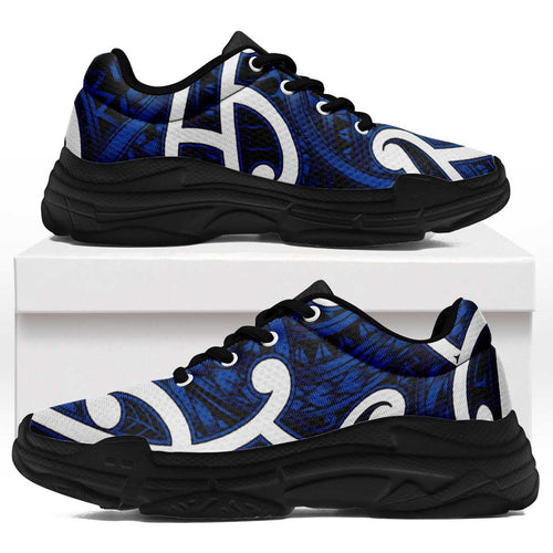 Aotearoa Maori Kowhaiwhai Chunky Sneakers Kikorangi Puhoro and Patiki