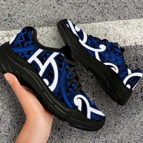 Aotearoa Maori Kowhaiwhai Chunky Sneakers Kikorangi Puhoro and Patiki