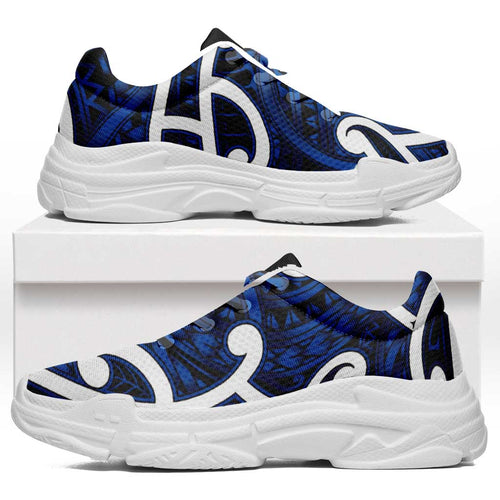 Aotearoa Maori Kowhaiwhai Chunky Sneakers Kikorangi Puhoro and Patiki