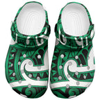 Aotearoa Maori Kowhaiwhai Clogs Shoes Kakariki Puhoro and Patiki