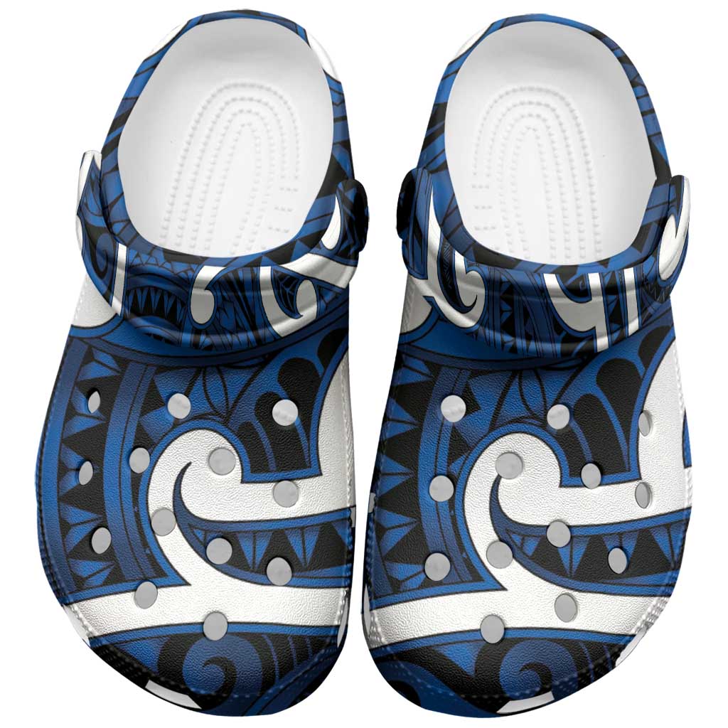 Aotearoa Maori Kowhaiwhai Clogs Shoes Kikorangi Puhoro and Patiki