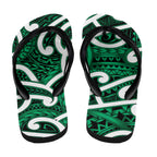 Aotearoa Maori Kowhaiwhai Flip Flops Kakariki Puhoro and Patiki
