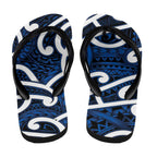 Aotearoa Maori Kowhaiwhai Flip Flops Kikorangi Puhoro and Patiki