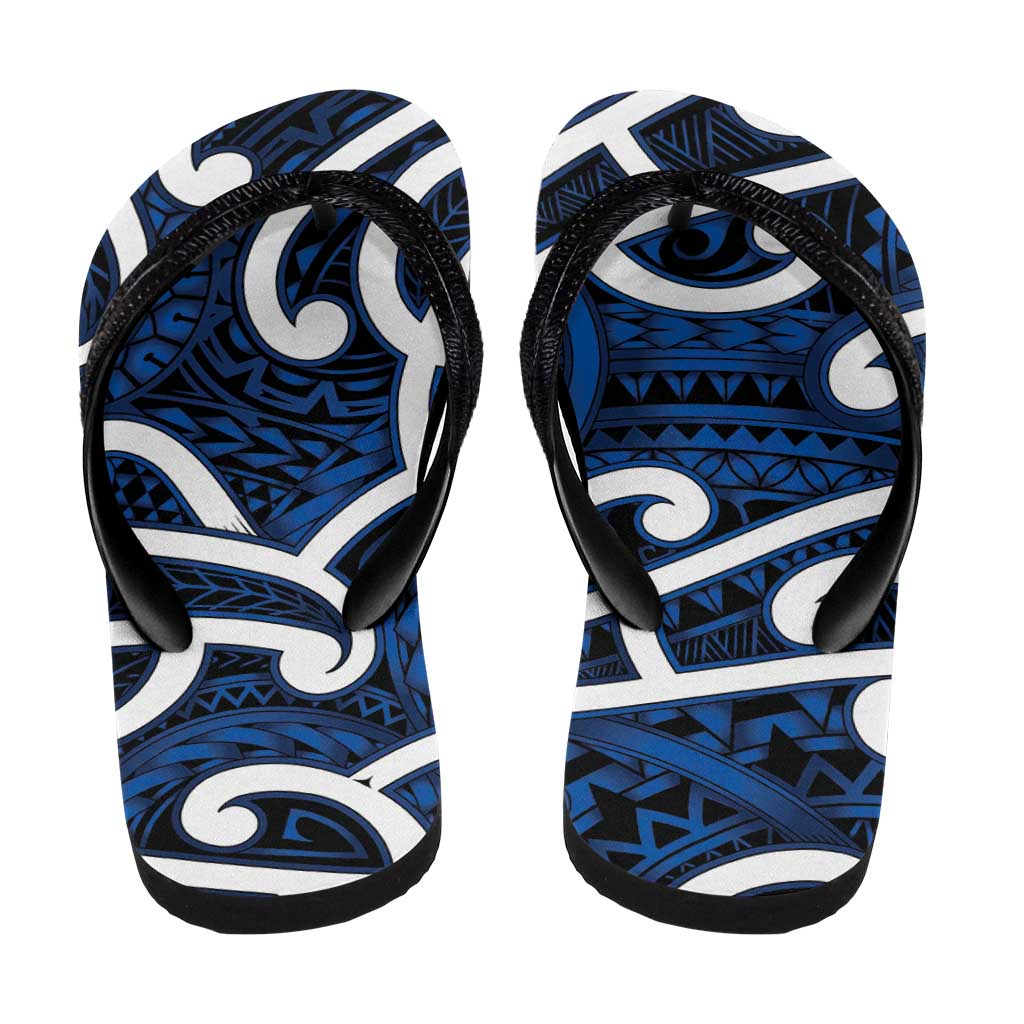 Aotearoa Maori Kowhaiwhai Flip Flops Kikorangi Puhoro and Patiki