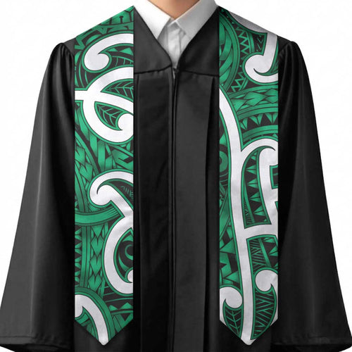 Aotearoa Maori Kowhaiwhai Graduation Stole Kakariki Puhoro and Patiki