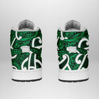 Aotearoa Maori Kowhaiwhai High Sneakers AJ1 Kakariki Puhoro and Patiki