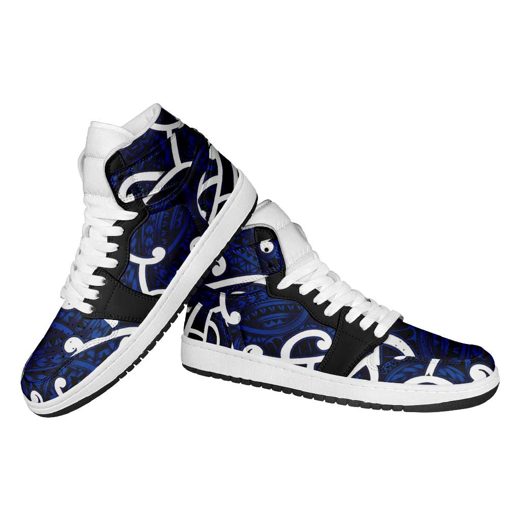 Aotearoa Maori Kowhaiwhai High Sneakers AJ1 Kikorangi Puhoro and Patiki