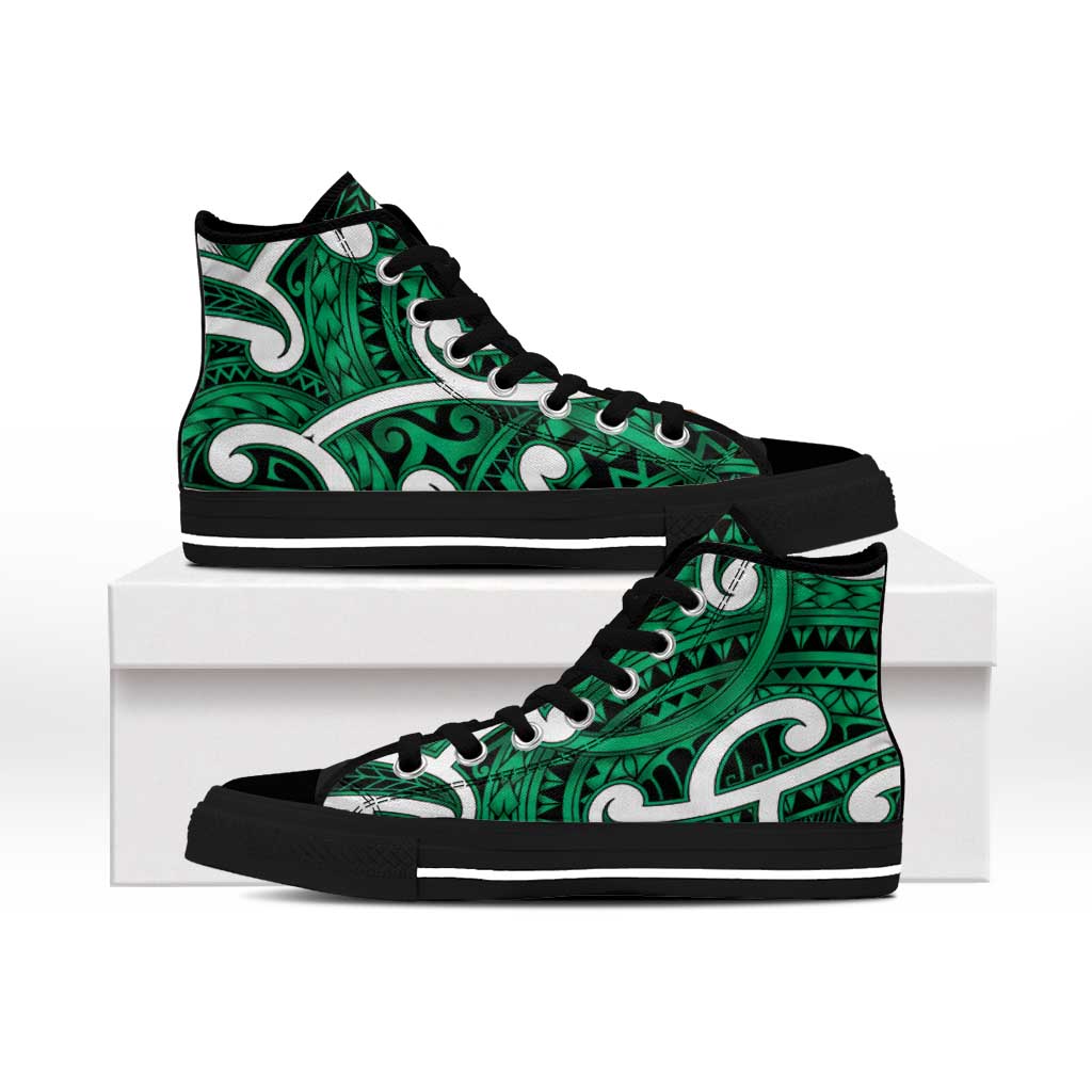 Aotearoa Maori Kowhaiwhai High Top Shoes Kakariki Puhoro and Patiki