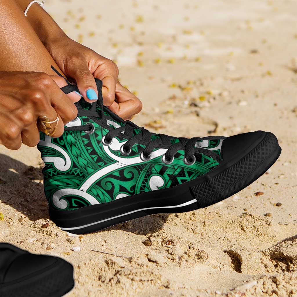 Aotearoa Maori Kowhaiwhai High Top Shoes Kakariki Puhoro and Patiki