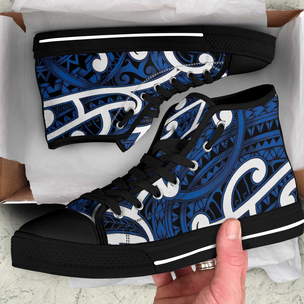 Aotearoa Maori Kowhaiwhai High Top Shoes Kikorangi Puhoro and Patiki