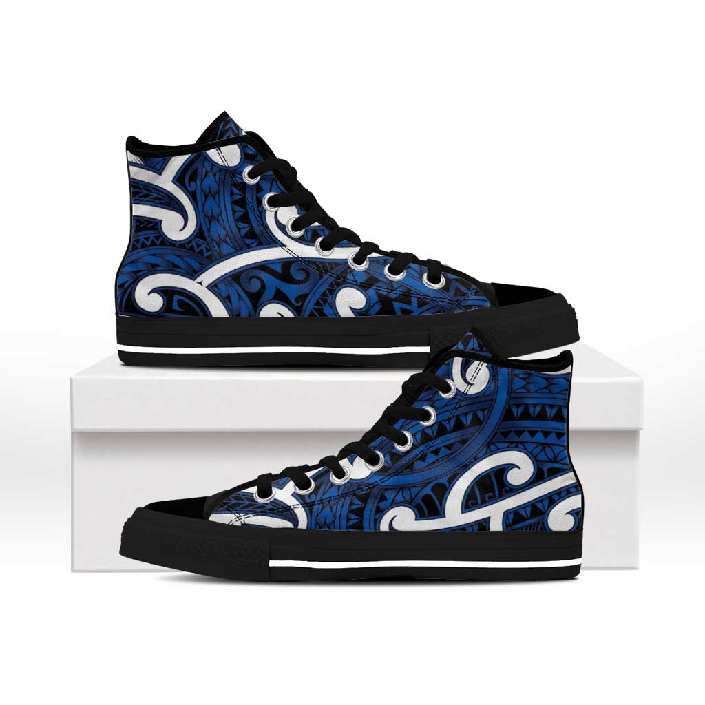 Aotearoa Maori Kowhaiwhai High Top Shoes Kikorangi Puhoro and Patiki