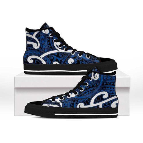 Aotearoa Maori Kowhaiwhai High Top Shoes Kikorangi Puhoro and Patiki