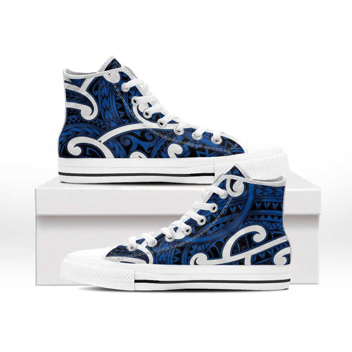 Aotearoa Maori Kowhaiwhai High Top Shoes Kikorangi Puhoro and Patiki