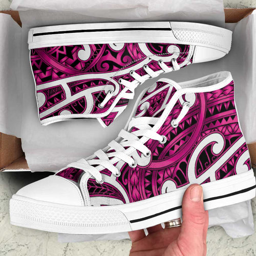 Aotearoa Maori Kowhaiwhai High Top Shoes Mawhero Puhoro and Patiki