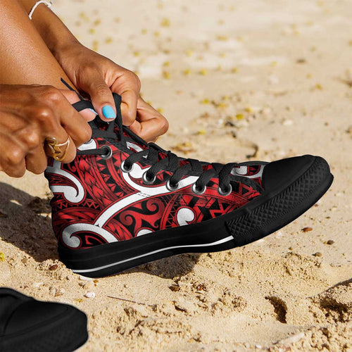 Aotearoa Maori Kowhaiwhai High Top Shoes Whero Puhoro and Patiki