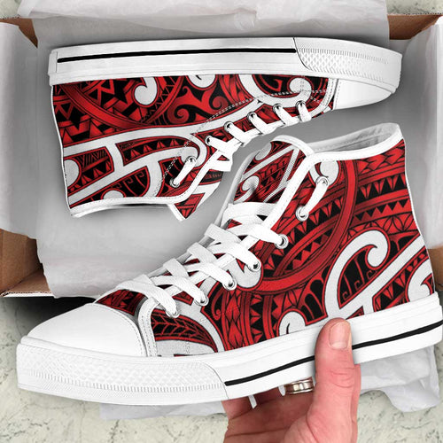 Aotearoa Maori Kowhaiwhai High Top Shoes Whero Puhoro and Patiki