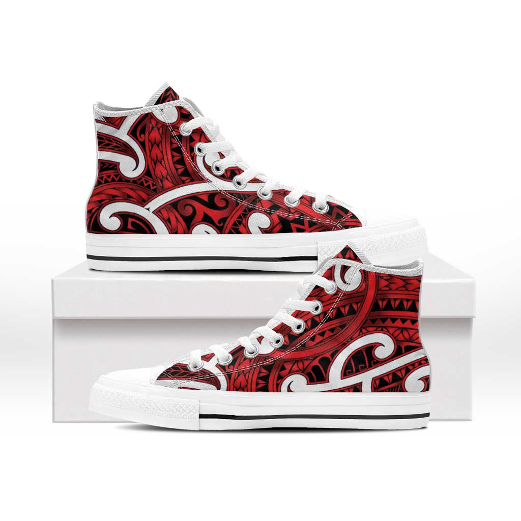Aotearoa Maori Kowhaiwhai High Top Shoes Whero Puhoro and Patiki