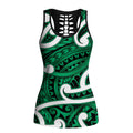 Aotearoa Maori Kowhaiwhai Hollow Tank Top Kakariki Puhoro and Patiki