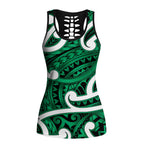 Aotearoa Maori Kowhaiwhai Hollow Tank Top Kakariki Puhoro and Patiki