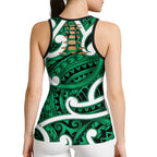 Aotearoa Maori Kowhaiwhai Hollow Tank Top Kakariki Puhoro and Patiki