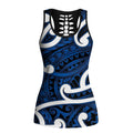 Aotearoa Maori Kowhaiwhai Hollow Tank Top Kikorangi Puhoro and Patiki