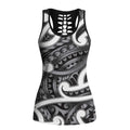 Aotearoa Maori Kowhaiwhai Hollow Tank Top Kiwikiwi Puhoro and Patiki